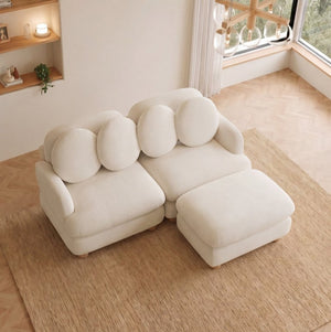 English Elm Comfy Chenille Three Seat Modular Sofa with Ottoman Solid Wood Legs Living Room W5656S00164