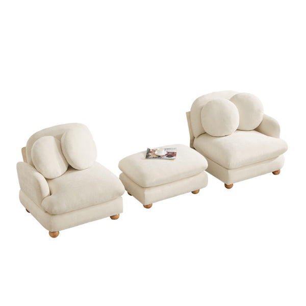 English Elm Comfy Chenille Three Seat Modular Sofa with Ottoman Solid Wood Legs Living Room W5656S00164