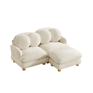 English Elm Comfy Chenille Three Seat Modular Sofa with Ottoman Solid Wood Legs Living Room W5656S00164