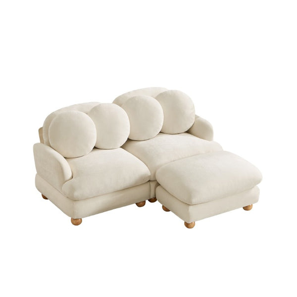 English Elm Comfy Chenille Three Seat Modular Sofa with Ottoman Solid Wood Legs Living Room W5656S00164