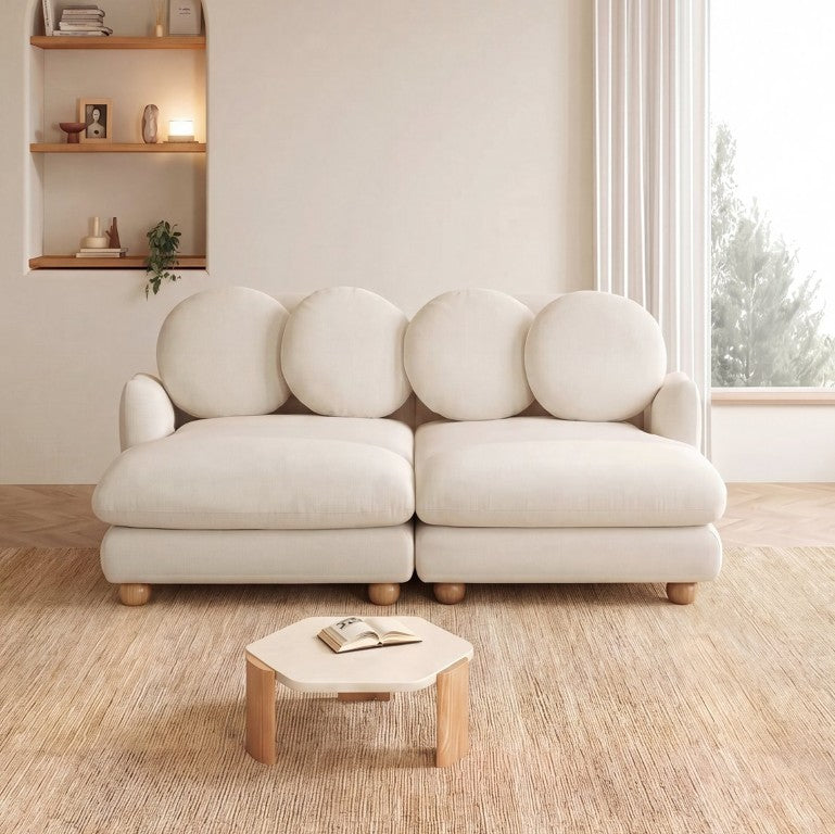 English Elm Comfy Chenille Modular Loveseat with Ottoman Throw Pillows Solid Wood Living Room W5656S00165