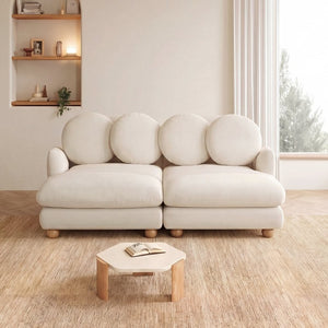 English Elm Comfy Chenille Modular Loveseat with Ottoman Throw Pillows Solid Wood Living Room W5656S00165