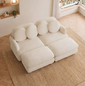 English Elm Comfy Chenille Modular Loveseat with Ottoman Throw Pillows Solid Wood Living Room W5656S00165