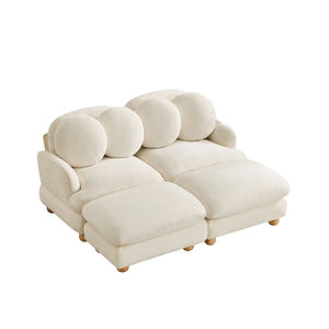 English Elm Comfy Chenille Modular Loveseat with Ottoman Throw Pillows Solid Wood Living Room W5656S00165