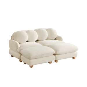 English Elm Comfy Chenille Modular Loveseat with Ottoman Throw Pillows Solid Wood Living Room W5656S00165
