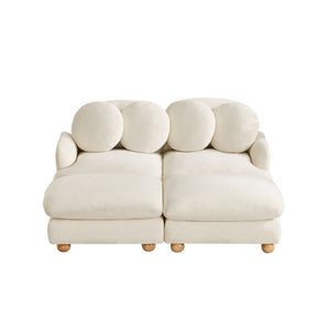 English Elm Comfy Chenille Modular Loveseat with Ottoman Throw Pillows Solid Wood Living Room W5656S00165