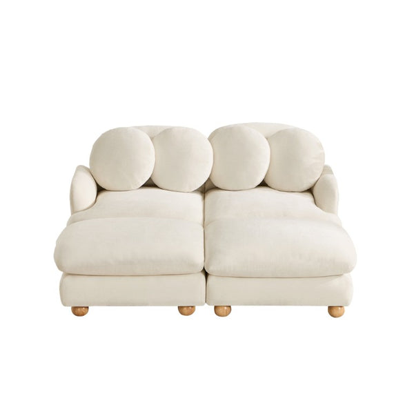English Elm Comfy Chenille Modular Loveseat with Ottoman Throw Pillows Solid Wood Living Room W5656S00165