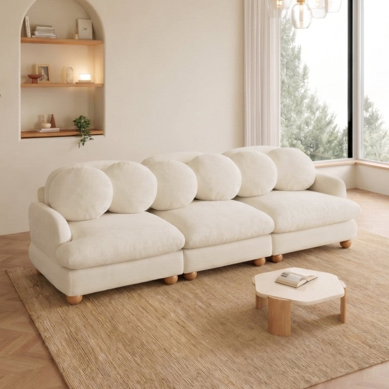 English Elm Comfy Chenille Modular Sectional with Curved Retro Frame and Six Accent Pillows W5656S00166