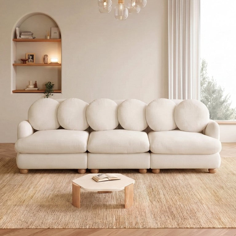 English Elm Comfy Chenille Modular Sectional with Curved Retro Frame and Six Accent Pillows W5656S00166