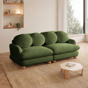 English Elm Large Chenille Modular Sectional Six Seat Sofa with Ottoman Solid Wood Frame Green 68 L x 35 W x 34 H W5656S00172