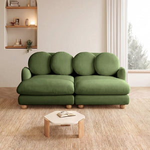 English Elm Large Chenille Modular Sectional Six Seat Sofa with Ottoman Solid Wood Frame Green 68 L x 35 W x 34 H W5656S00172
