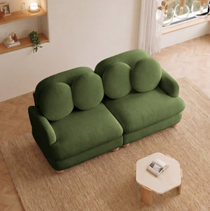 English Elm Large Chenille Modular Sectional Six Seat Sofa with Ottoman Solid Wood Frame Green 68 L x 35 W x 34 H W5656S00172