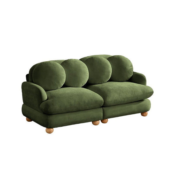 English Elm Large Chenille Modular Sectional Six Seat Sofa with Ottoman Solid Wood Frame Green 68 L x 35 W x 34 H W5656S00172