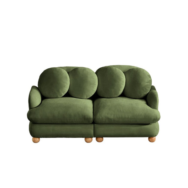 English Elm Large Chenille Modular Sectional Six Seat Sofa with Ottoman Solid Wood Frame Green 68 L x 35 W x 34 H W5656S00172