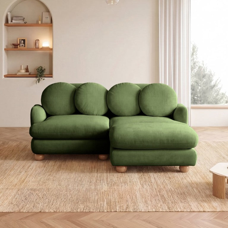 English Elm Comfy Chenille Modular Sofa with Ottoman Throw Pillows Solid Wood Retro Living Room W5656S00173