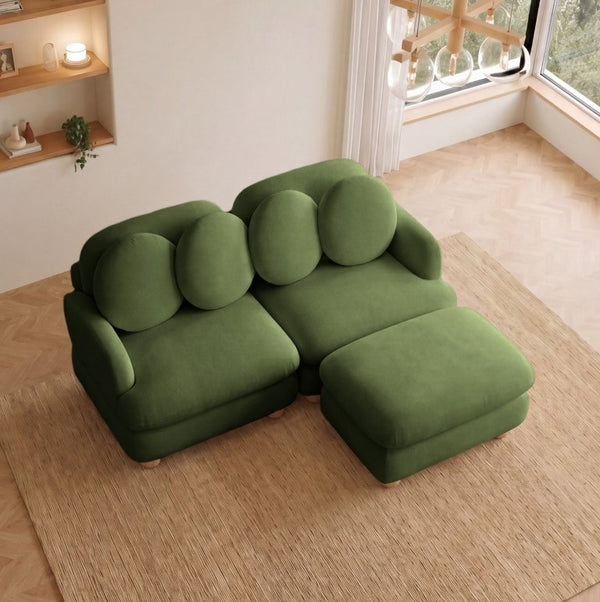English Elm Comfy Chenille Modular Sofa with Ottoman Throw Pillows Solid Wood Retro Living Room W5656S00173