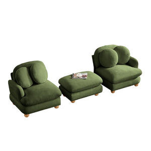 English Elm Comfy Chenille Modular Sofa with Ottoman Throw Pillows Solid Wood Retro Living Room W5656S00173