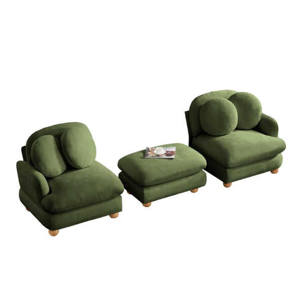 English Elm Comfy Chenille Modular Sofa with Ottoman Throw Pillows Solid Wood Retro Living Room W5656S00173