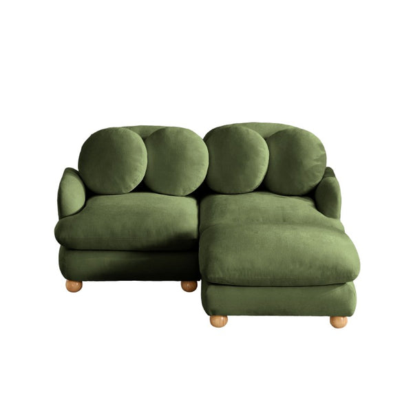 English Elm Comfy Chenille Modular Sofa with Ottoman Throw Pillows Solid Wood Retro Living Room W5656S00173