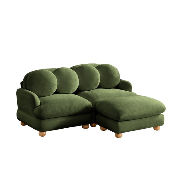 English Elm Comfy Chenille Modular Sofa with Ottoman Throw Pillows Solid Wood Retro Living Room W5656S00173