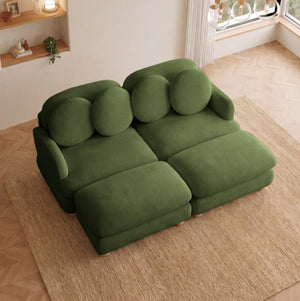 English Elm Large Chenille Modular Sectional Six Seat Sofa with Ottoman Solid Wood Frame Green 68 L x 57 W x 34 H W5656S00174
