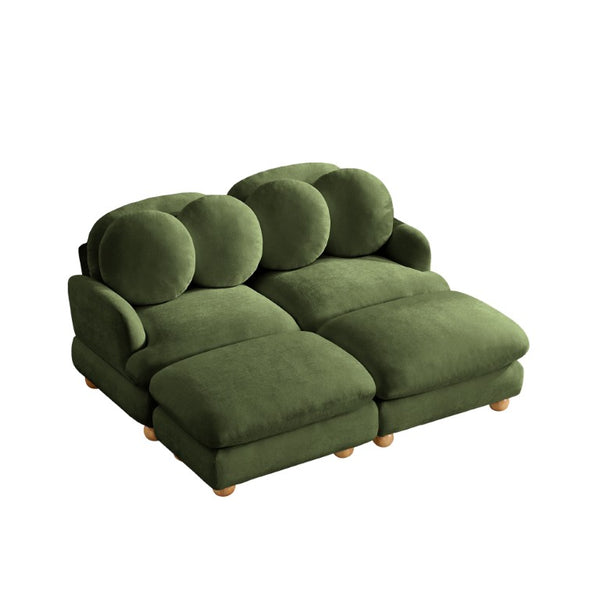 English Elm Large Chenille Modular Sectional Six Seat Sofa with Ottoman Solid Wood Frame Green 68 L x 57 W x 34 H W5656S00174