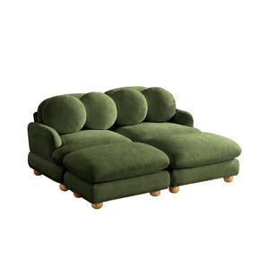 English Elm Large Chenille Modular Sectional Six Seat Sofa with Ottoman Solid Wood Frame Green 68 L x 57 W x 34 H W5656S00174