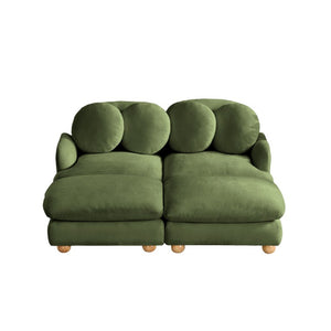 English Elm Large Chenille Modular Sectional Six Seat Sofa with Ottoman Solid Wood Frame Green 68 L x 57 W x 34 H W5656S00174
