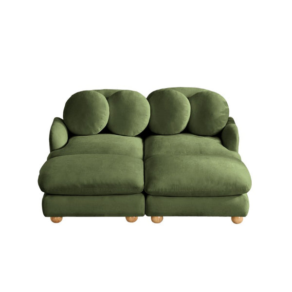 English Elm Large Chenille Modular Sectional Six Seat Sofa with Ottoman Solid Wood Frame Green 68 L x 57 W x 34 H W5656S00174