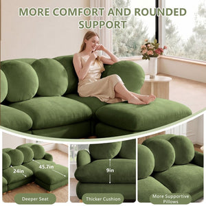 English Elm Comfy Chenille Modular Sectional with Deep Foam Seats and Mid-Century Wood Legs W5656S00175