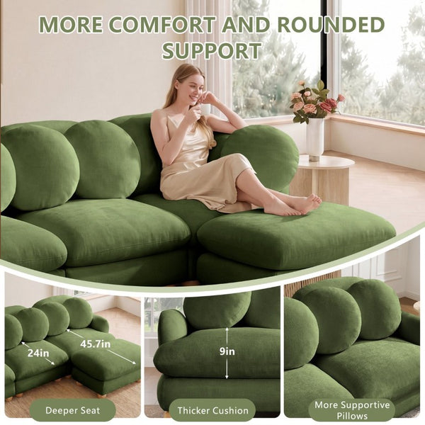 English Elm Comfy Chenille Modular Sectional with Deep Foam Seats and Mid-Century Wood Legs W5656S00175