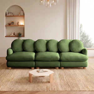 English Elm Comfy Chenille Modular Sectional with Deep Foam Seats and Mid-Century Wood Legs W5656S00175