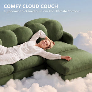 English Elm Comfy Chenille Modular Sectional with Deep Foam Seats and Mid-Century Wood Legs W5656S00175