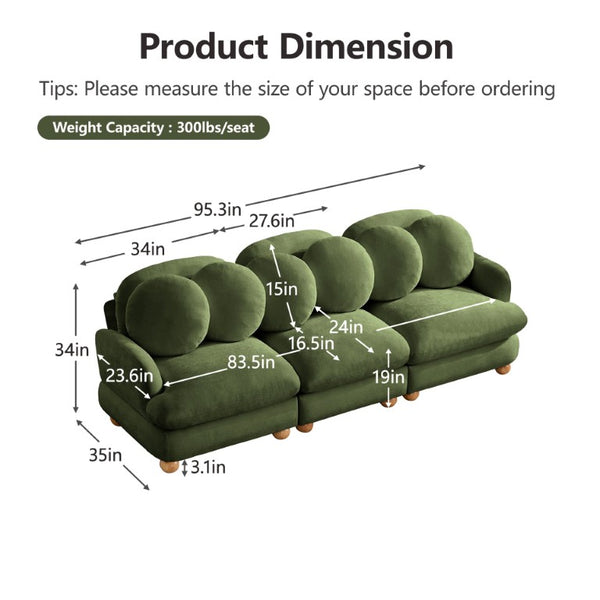 English Elm Comfy Chenille Modular Sectional with Deep Foam Seats and Mid-Century Wood Legs W5656S00175