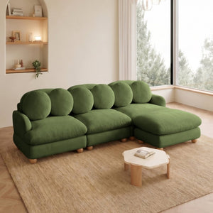 English Elm Large Chenille Modular Sectional Six Seat Sofa with Ottoman Solid Wood Frame Green 95.3 L x 57 W x 34 H W5656S00176