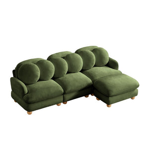 English Elm Large Chenille Modular Sectional Six Seat Sofa with Ottoman Solid Wood Frame Green 95.3 L x 57 W x 34 H W5656S00176