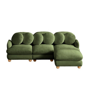 English Elm Large Chenille Modular Sectional Six Seat Sofa with Ottoman Solid Wood Frame Green 95.3 L x 57 W x 34 H W5656S00176