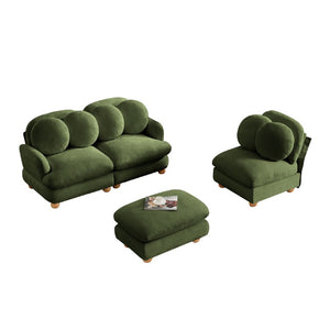 English Elm Large Chenille Modular Sectional Six Seat Sofa with Ottoman Solid Wood Frame Green 95.3 L x 57 W x 34 H W5656S00176