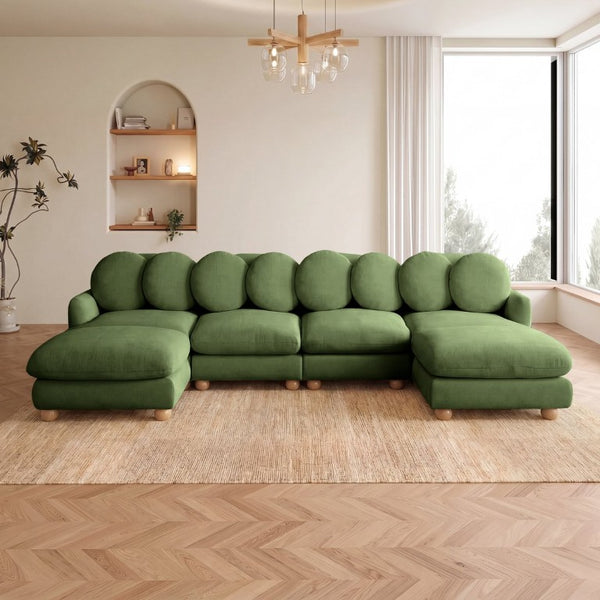 English Elm Large Chenille Six Seat Modular Sectional with Solid Wood Frame and Movable Ottoman W5656S00180