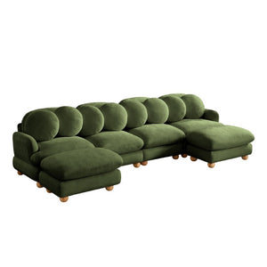 English Elm Large Chenille Six Seat Modular Sectional with Solid Wood Frame and Movable Ottoman W5656S00180