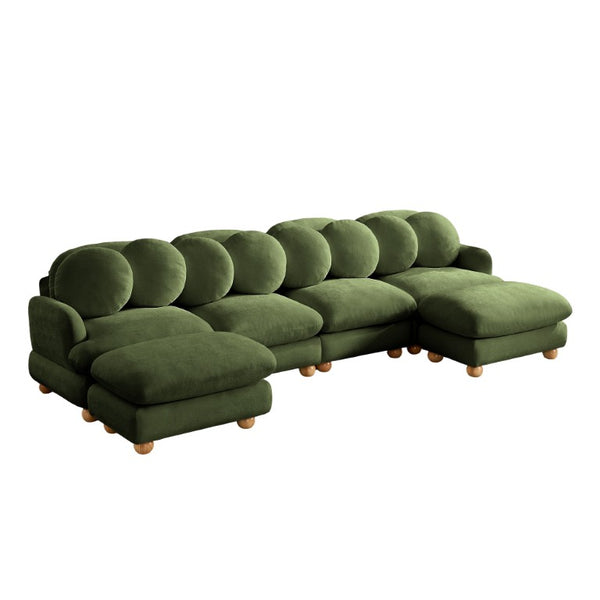 English Elm Large Chenille Six Seat Modular Sectional with Solid Wood Frame and Movable Ottoman W5656S00180