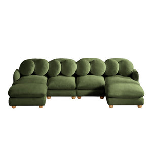 English Elm Large Chenille Six Seat Modular Sectional with Solid Wood Frame and Movable Ottoman W5656S00180
