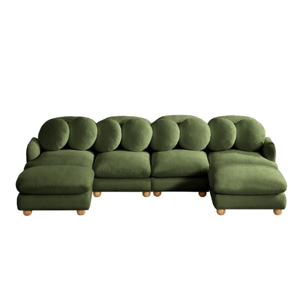 English Elm Large Chenille Six Seat Modular Sectional with Solid Wood Frame and Movable Ottoman W5656S00180