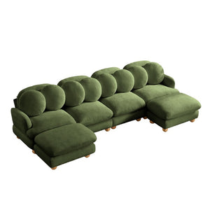 English Elm Large Chenille Six Seat Modular Sectional with Solid Wood Frame and Movable Ottoman W5656S00180
