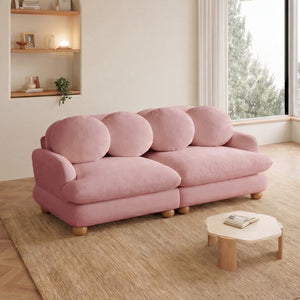 English Elm Comfy Chenille Two Seater Loveseat with Solid Wood Frame and Four Accent Pillows W5656S00181