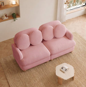 English Elm Comfy Chenille Two Seater Loveseat with Solid Wood Frame and Four Accent Pillows W5656S00181