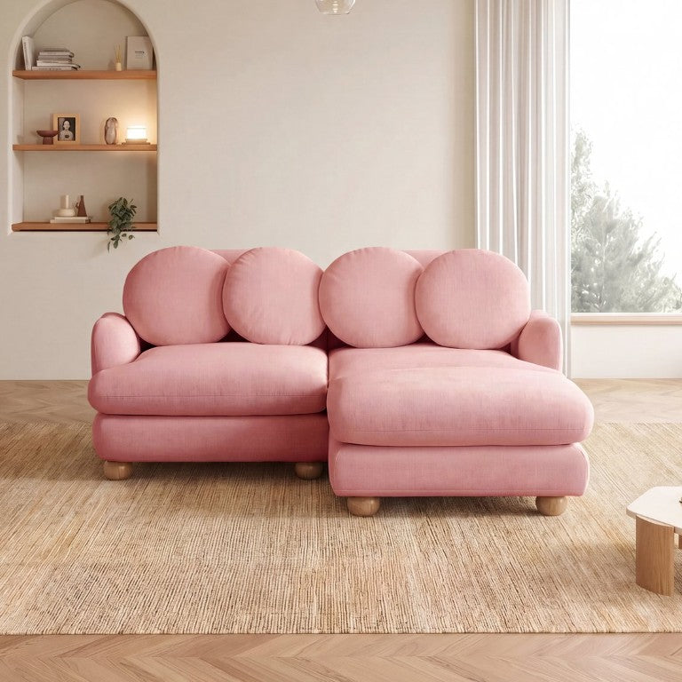 English Elm Comfy Chenille 3 Seater Loveseat with Movable Ottoman and Solid Wood Frame Retro Boho W5656S00182