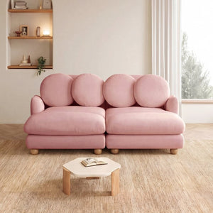 English Elm Comfy Chenille Modular Loveseat with Ottoman Throw Pillows and Solid Wood Legs W5656S00183