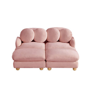English Elm Comfy Chenille Modular Loveseat with Ottoman Throw Pillows and Solid Wood Legs W5656S00183