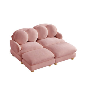 English Elm Comfy Chenille Modular Loveseat with Ottoman Throw Pillows and Solid Wood Legs W5656S00183